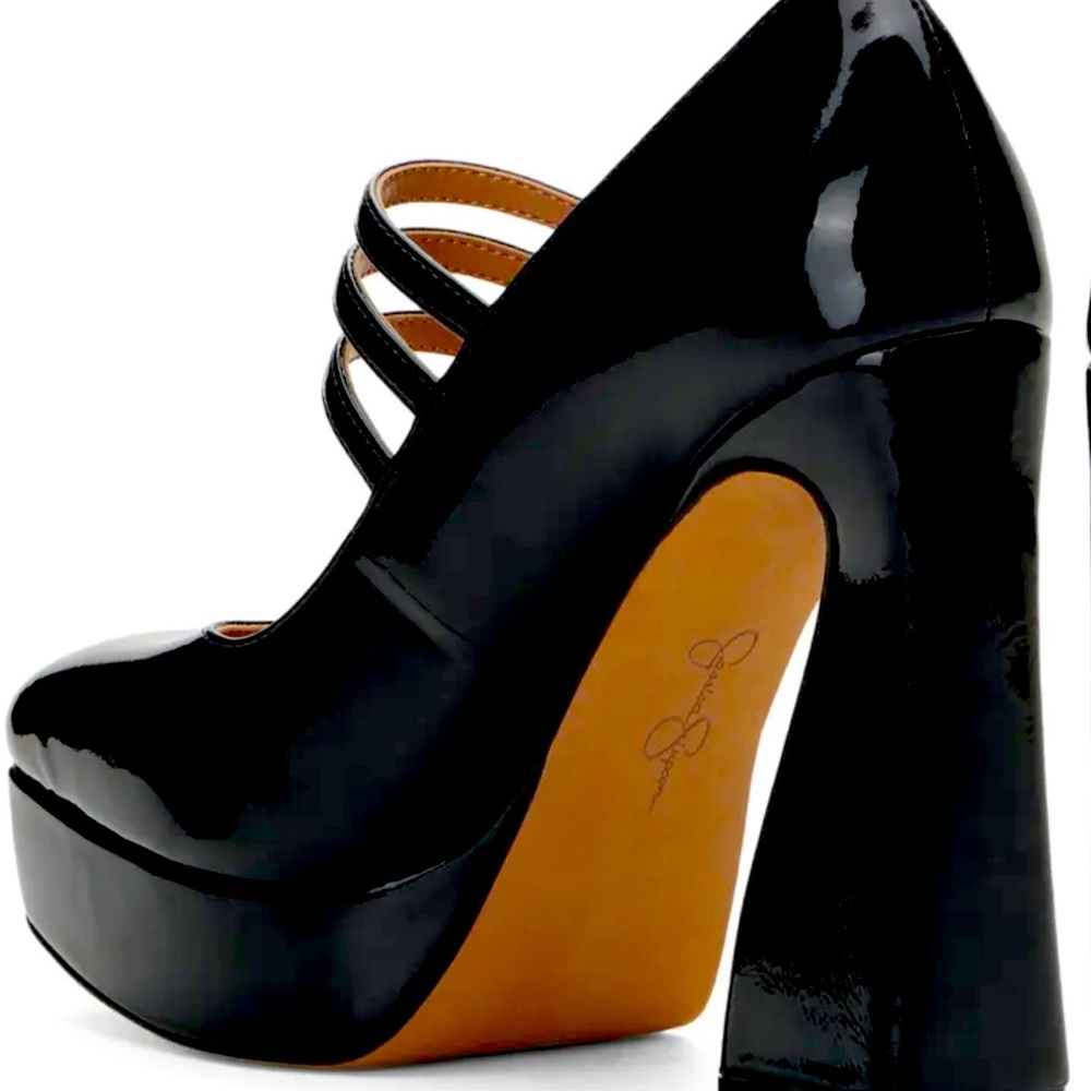 Jessica Simpson Black Patent Platform Mary Jane Pumps - Picture 2 of 10
